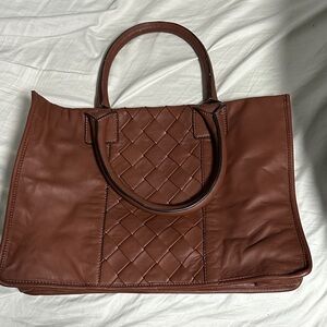 Vince Camuto Quilted Brown Leather Tote